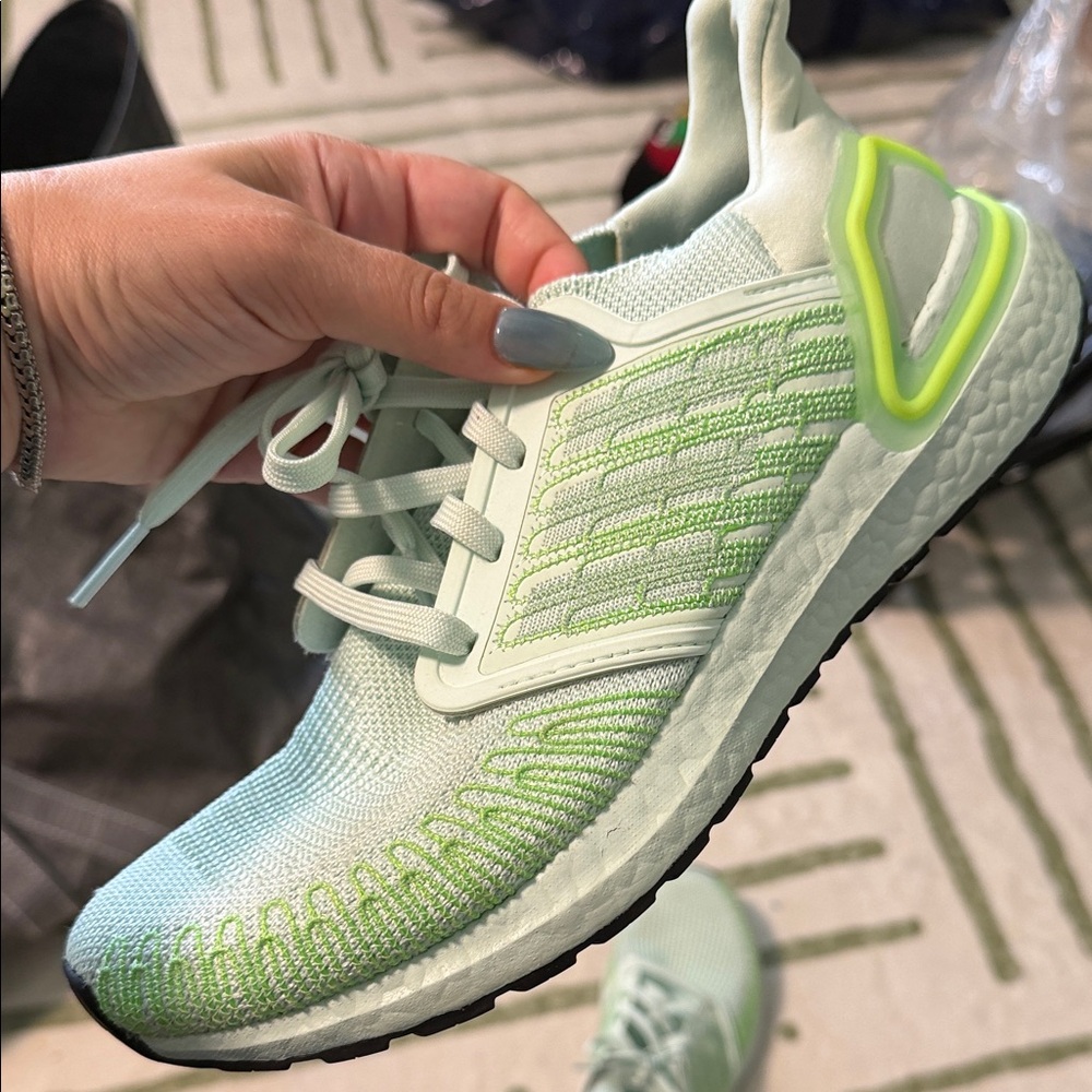 adidas Light Mint Green Women's Running Shoes with Neon Accent - Picture 2 of 3